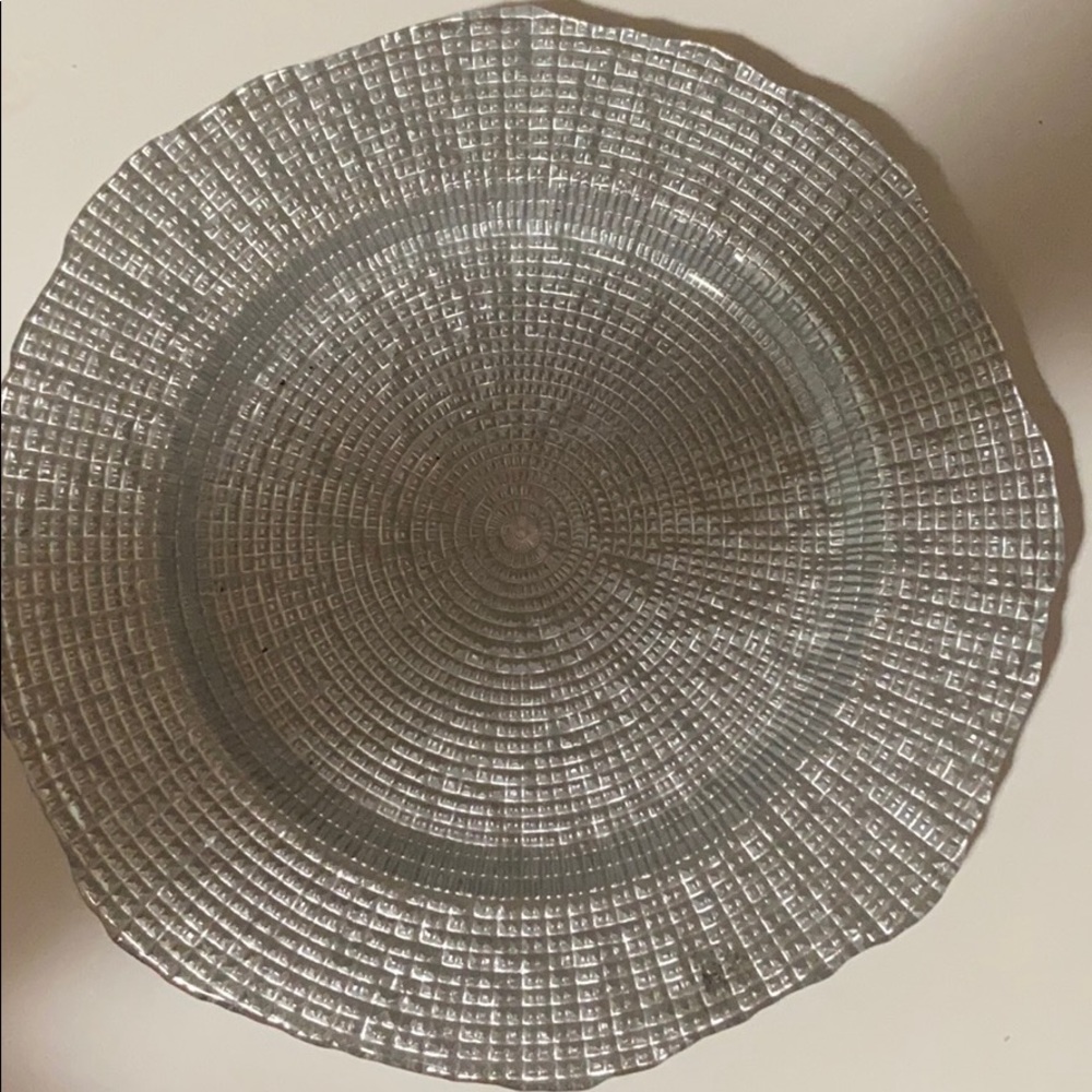 Silver 11” dia. Decorative Glass Plate - Picture 2 of 3